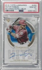 VICTOR ROBLES 2018 TOPPS LUMINARIES BLUE ON CARD AUTO RC #D 2/5 PSA 10 POP 1/1