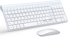 Wireless Keyboard and Mouse Ultra Slim Combo, 2.4G Silent Compact USB 2400DPI M
