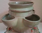 PRETTY  7 " TALL  GREEN/BROWNISH VINTAGE MCCOY'S  STRAWBERRY PLANTER POT #3021