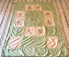 Vintage Hand Embroidered Baby Crib Quilt Coverlet 35  x48  Mother  s Little Angel