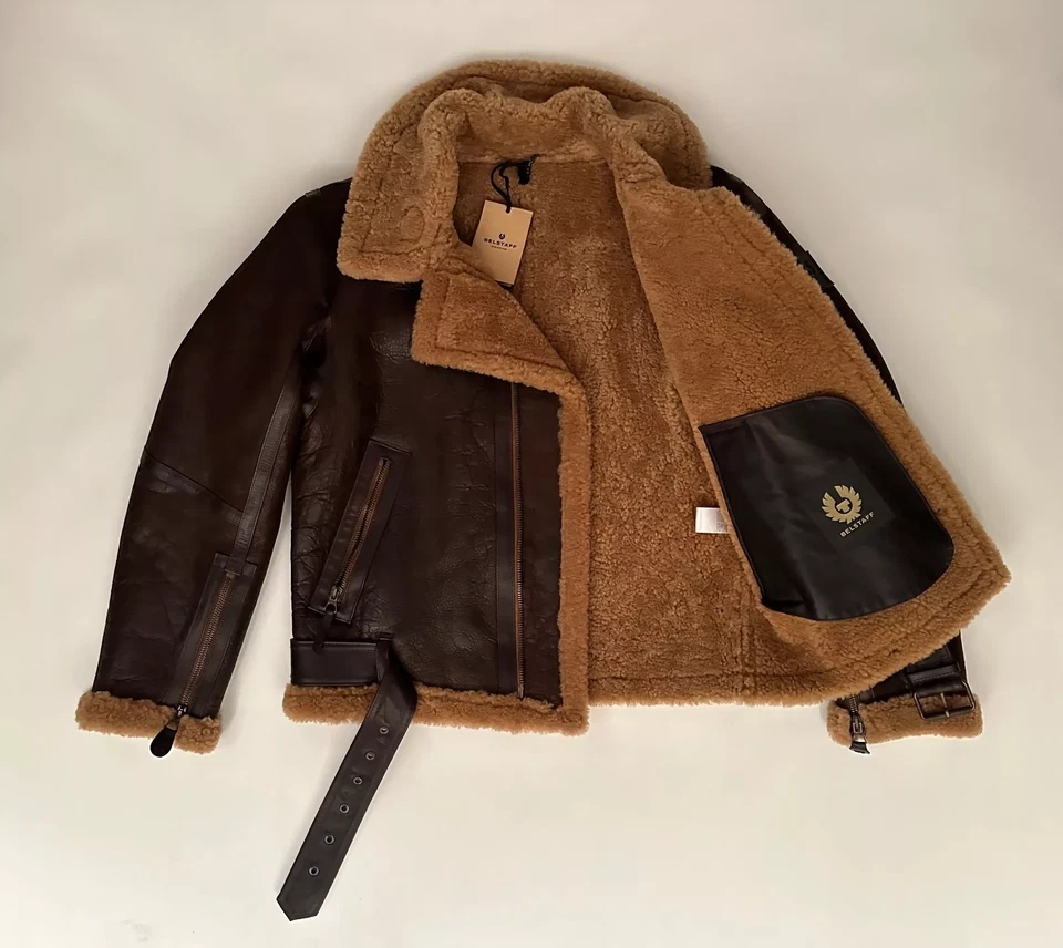 Belstaff Mens Wilder Aviator Shearling Coat Ebony Brown 38 UK 48 IT Medium £1995 - Image 2 of 4
