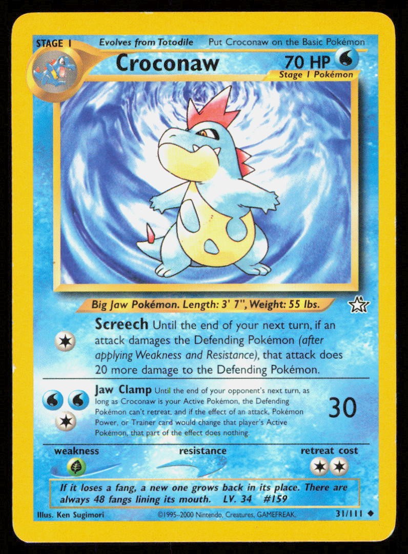 CROCONAW 31/111 VINTAGE UNCOMMON NEO GENESIS POKEMON LP