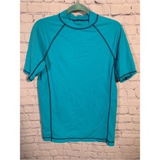 Lands End Boys Short Sleeve Rash Guard Blue Size XL 18-20 Beach Swim Casual