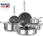 Non Stick Pots and Pans Set, 10Pcs Hybrid Stainless Steel Cookware Set, Frying P