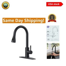 Elegant Pull Down Kitchen Faucet in Matte Black, Lead-Free  Water-Saving Design