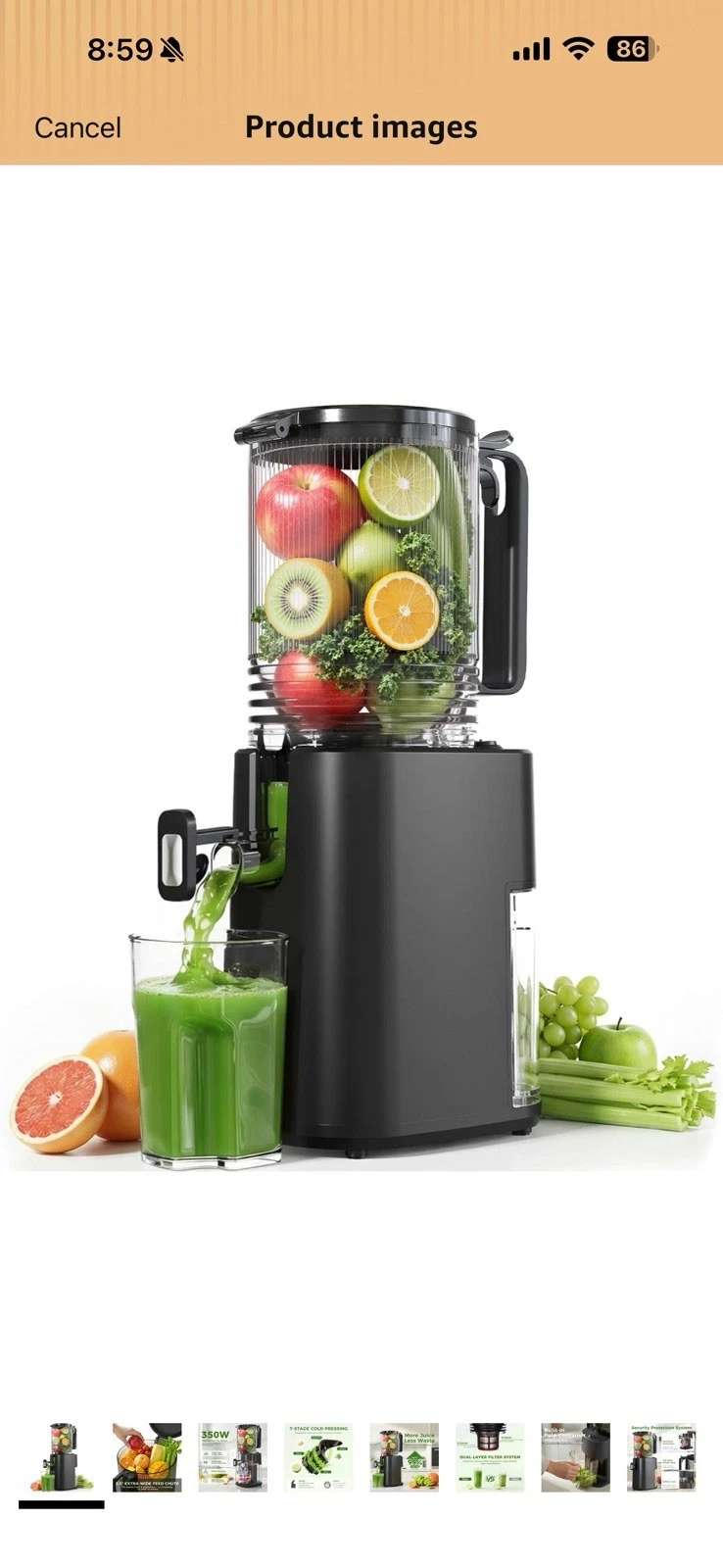 YOYDS Slow Masticating Juicer Cold Press Low Noise Fruit Vegetable Extractor