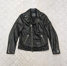 Allsaints Jacket Mens S Black Lamb Leather Milo Biker Moto Notched Collar