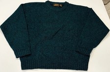 Vintage EDDIE BAUER Mens Large Wool Blend Crewneck Sweater Green Pullover