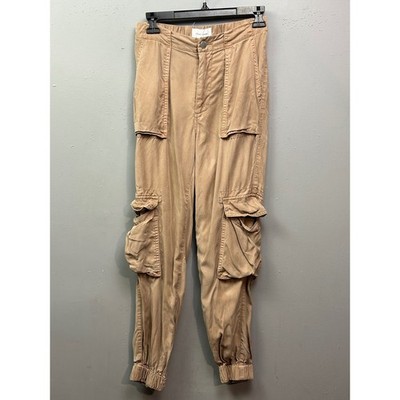 Dear John Womens XS Tan Cargo Pants Utility Pockets Casual Jogger Tencel