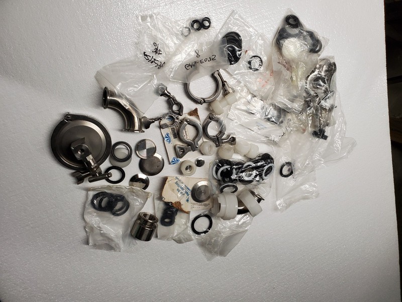 Bulk Lot Stainless Sanitary and Poly Sanitech Fittings- New and Used..