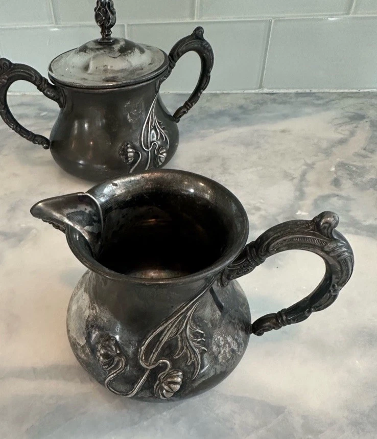 Forbes Silver Coin Antique US Silver-Plated Creamers & Sugar Bowls