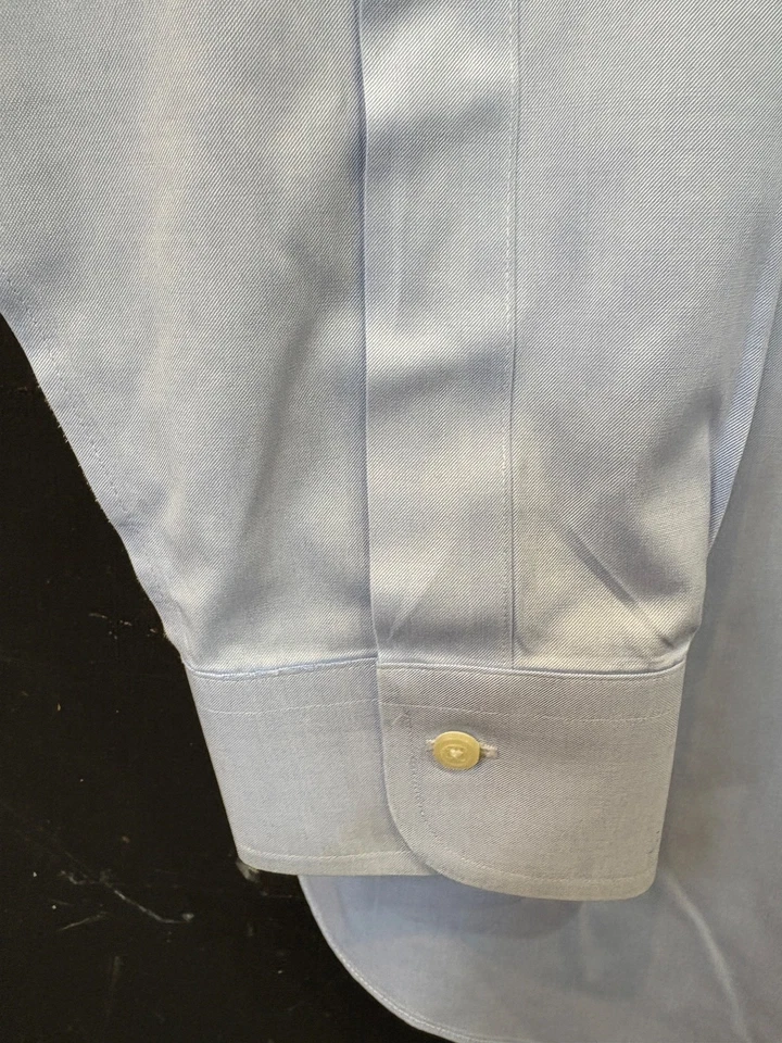 Camisa de vestir Brooks Brothers para hombre 15,5-33 calce ajustado azul liso sin planchar todo algodón Foto 3 de 4