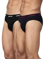 Levi's Men's Cotton Solid Brief - Mid Rise Outer Elastic Waistband Pack of 2 
