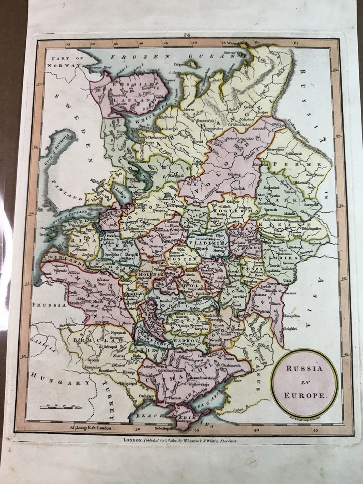 Mapa antiguo "Rusia en Europa" - Laurie & Whittle, Londres, 1810 original RARO Foto 2 de 4