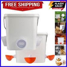 Automatic and Waterer Set Hanging No Waste Poultry Feeder 3 Gallon Water Feeder