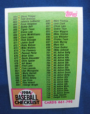 1984 Topps baseball Player Checklist clean cards #661-792 #781