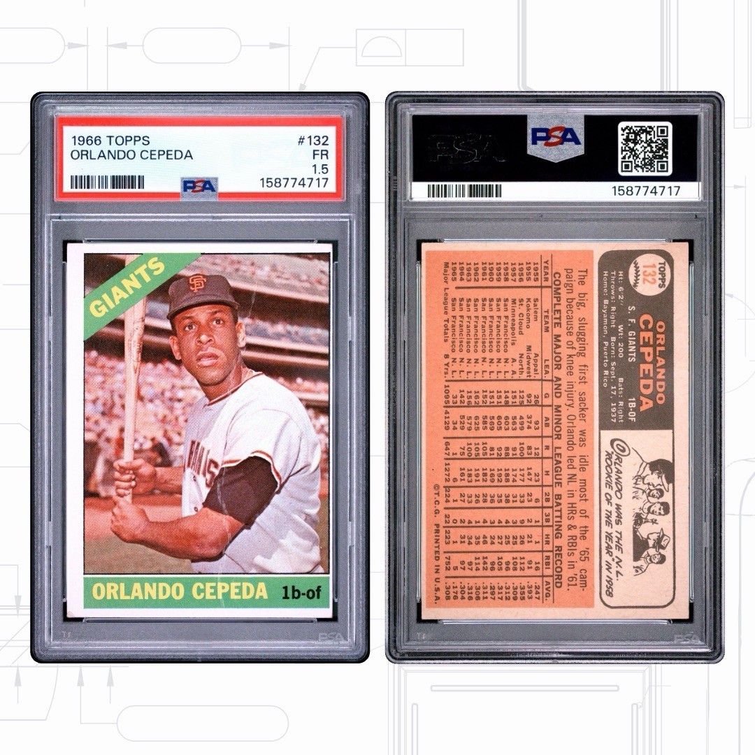 Orlando Cepeda 1966 Topps Vintage Hall of Fame #132 San Francisco Giants PSA 1.5 view 3