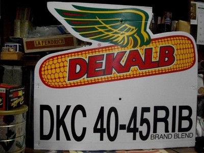 DEKALB FARM SEED CORN company field SIGN HYBRIDS SOYBEANS BIRD  MINNESOTA