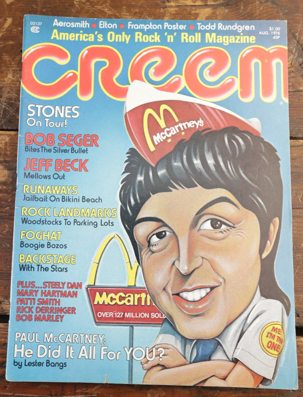 CREEM MAGAZINE VOL 8 NO 3 August 1976 PAUL MCCARTNEY Bob Seger JEFF BECK