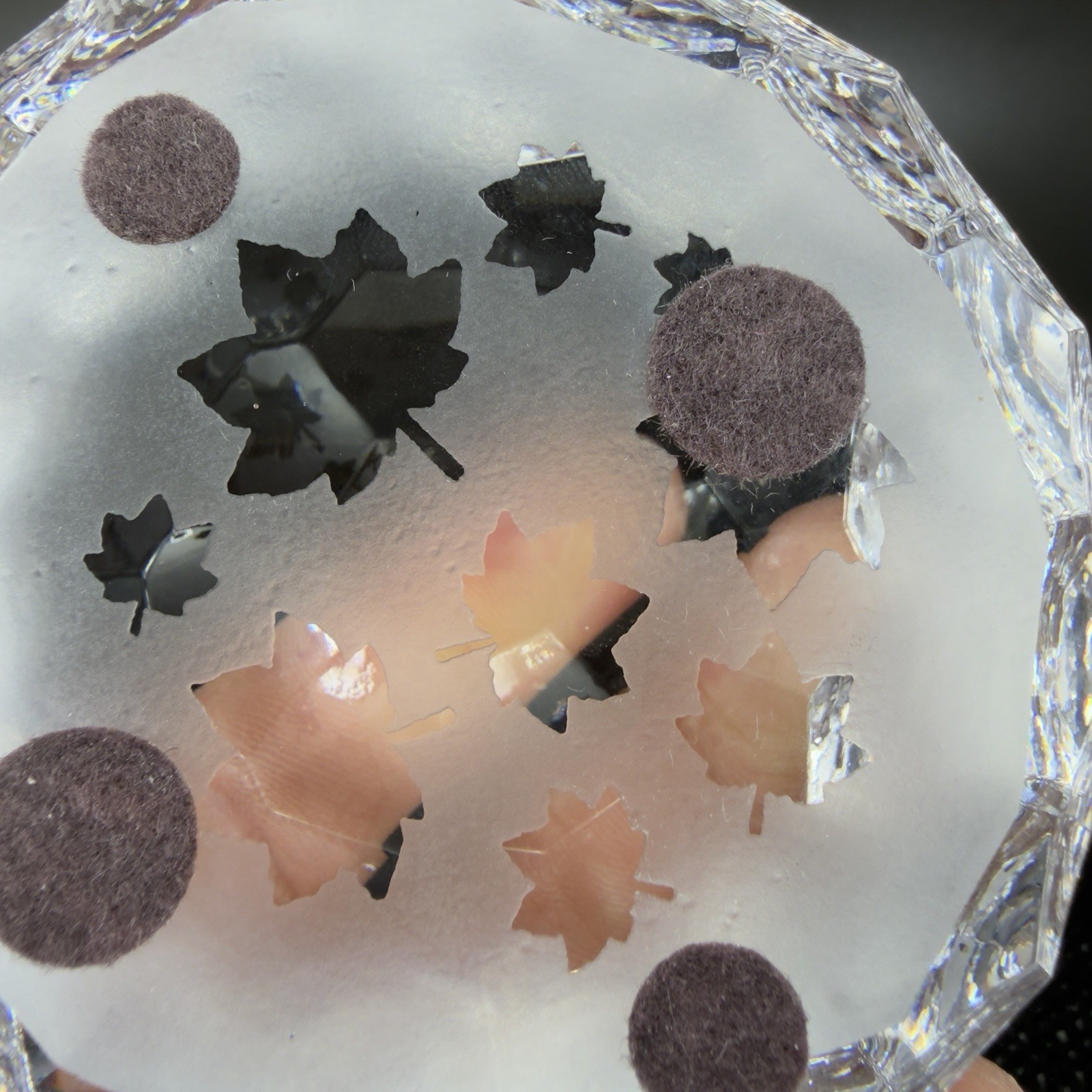 Vintage Tipperary Clear Crystal Leaf Eire Paperweight Faceted Etched Ireland VTG