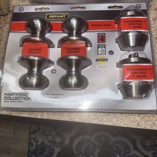 Lot 4 Defiant 2 Keyed Alike Entry Door Knobs 2 Single Deadbolt Locks Combo Set