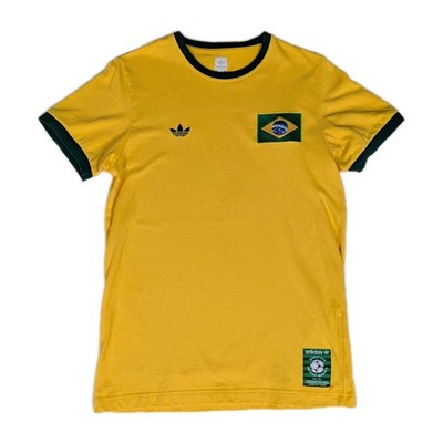 adidas T-Shirt Brazil ALL TIME GREATEST  Herren Gr: S Farbe: Gelb Vintage 1970 .
