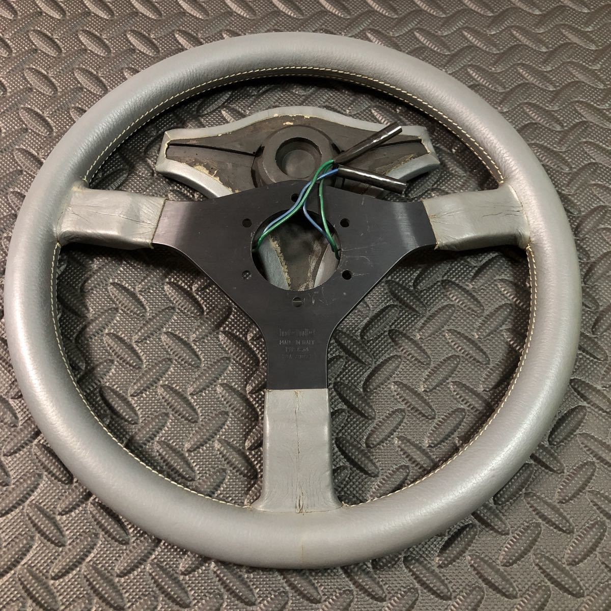 MOMO MYSTERE TYP C36 Gray Leather Steering Wheel 360mm Vintage JDM