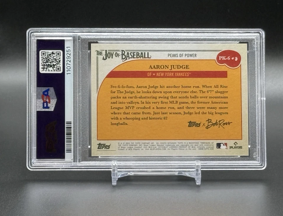 2023 Topps X Bob Ross Joy Baseball Peaks of Power Aaron Judge Yellow /25 PSA 9 - Image 4 of 4