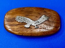 Majestic Patriotic American Eagle Flying Wings Wide On Wooden Belt Buckle