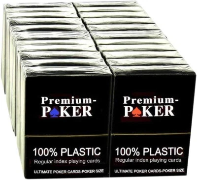 24 X Premium Poker Karten Pokerkarten 100 % Plastik Spielkarten Black Jack Skat