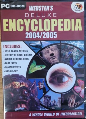 WEBSTERS DELUXE ENCYCLOPEDIA 2004 /2005 CD-ROM PC COMPUTER VIDEOSPIEL NEU