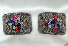 ANTIQUE GEORGIAN VICTORIAN FRENCH SHOE CLIPS CUT STEEL GEMS BUTTONS PAIR BUCKLES