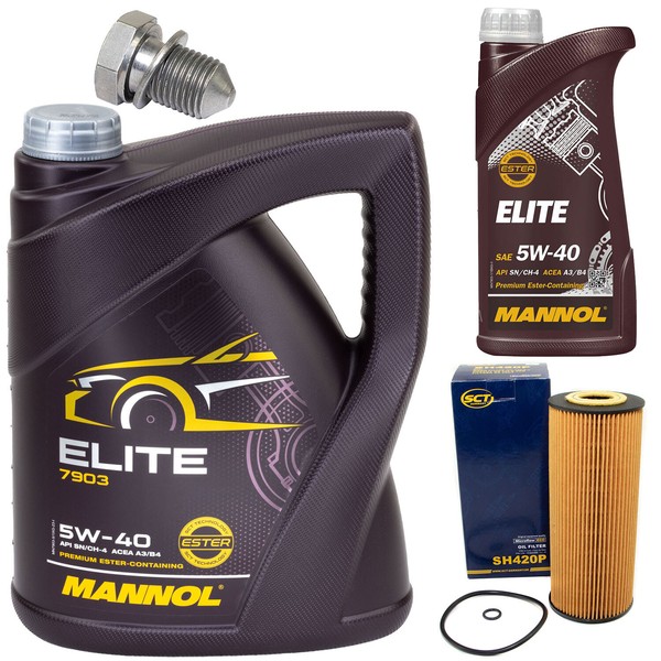 MotoröL Set 5W40 6 Liter + ÖLfilter SH 420 P + Schraube FüR Seat Leon 2.8 Cupra-image