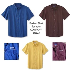 Men's Short Sleeve Button Down Shirts Cotton Blend Oxford