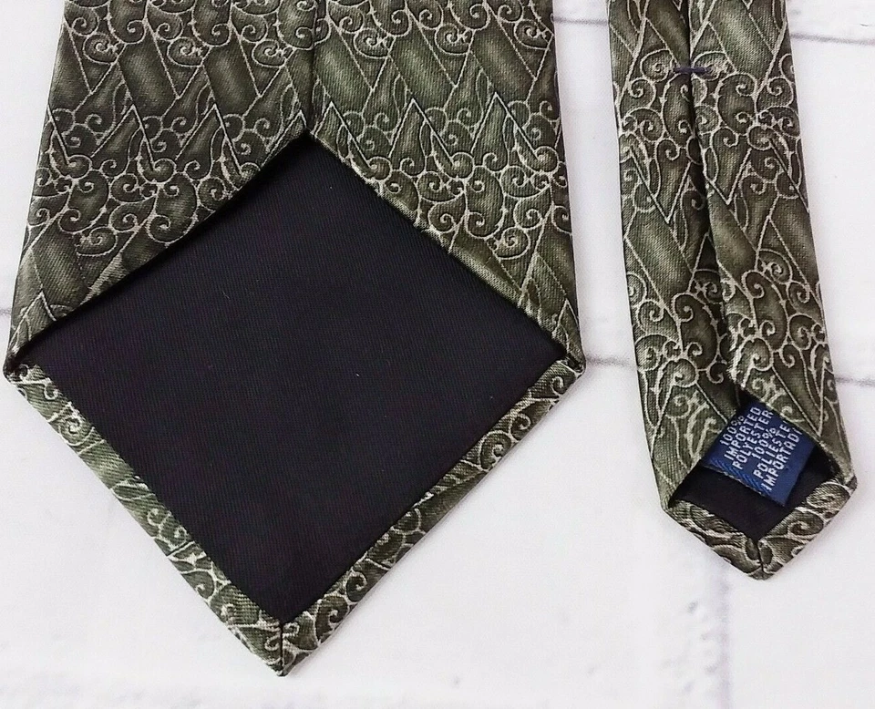 Corbata para hombre David Taylor verde dorado poliéster cachemira talla 3,75" X 58" Foto 4 de 4