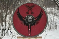 Medieval Round Shield Raven Shield cosplay Raven Feather Shield Wooden 24 inches