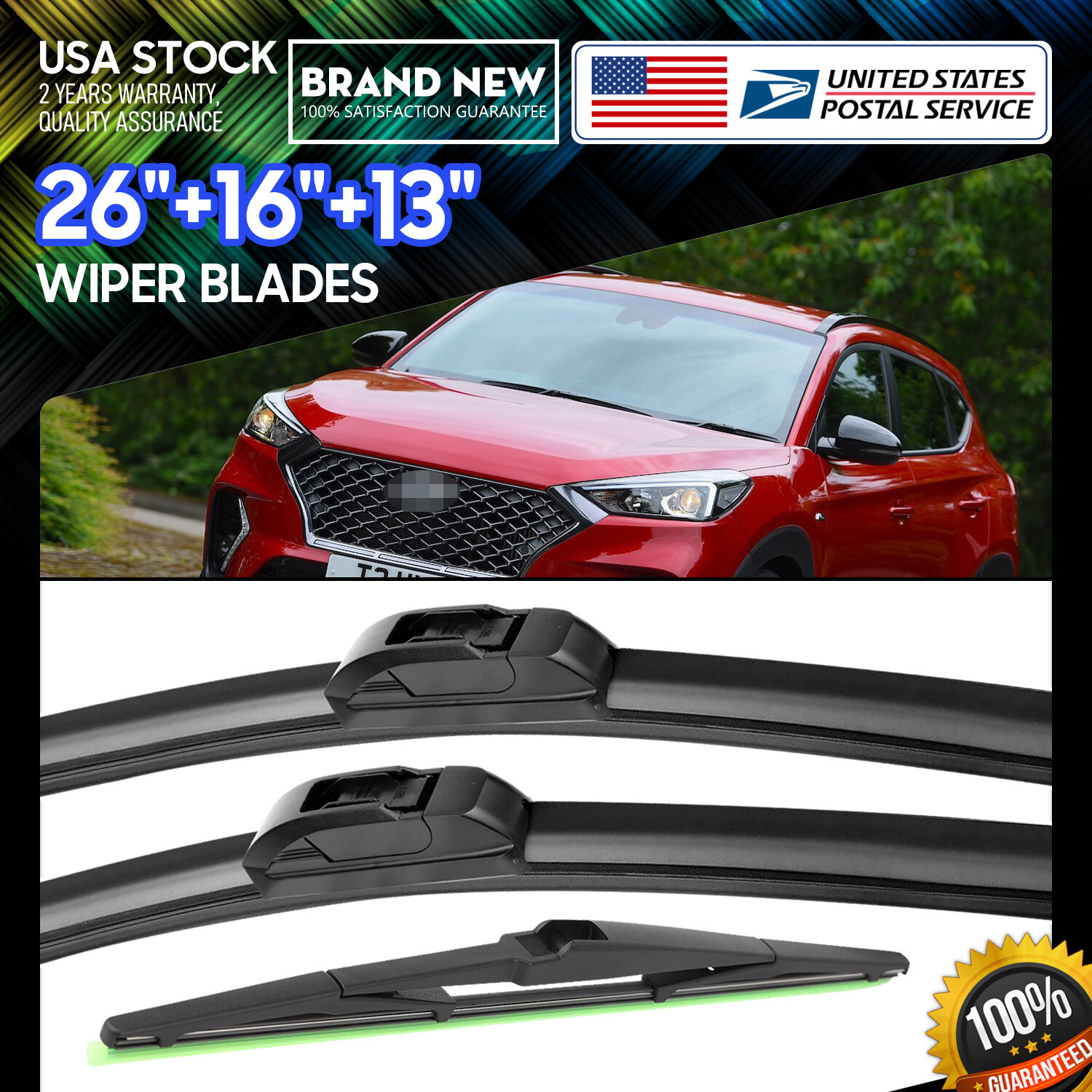 Hyundai Tucson 2015-2020 26 16 13 Inch Front Rear Wiper Blades Set