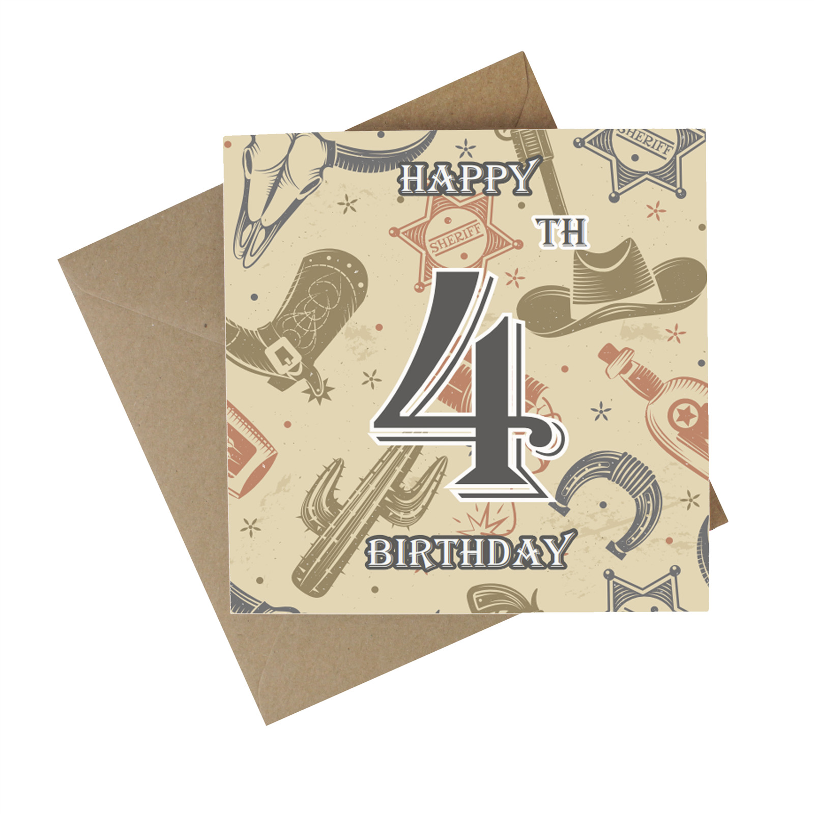 Rodeo 4th Birthday Recycled Paper Age Card - Country Eco-Friendly Greetings Card
