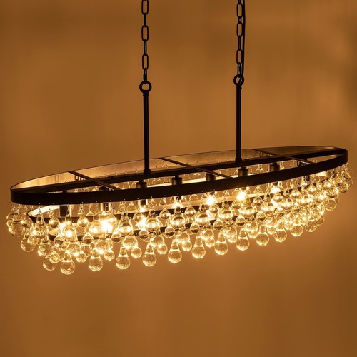 Wellmet Crystal Chandelier 42 inch,9-Light Farmhouse Chandeliers for Living Room - Picture 4 of 9