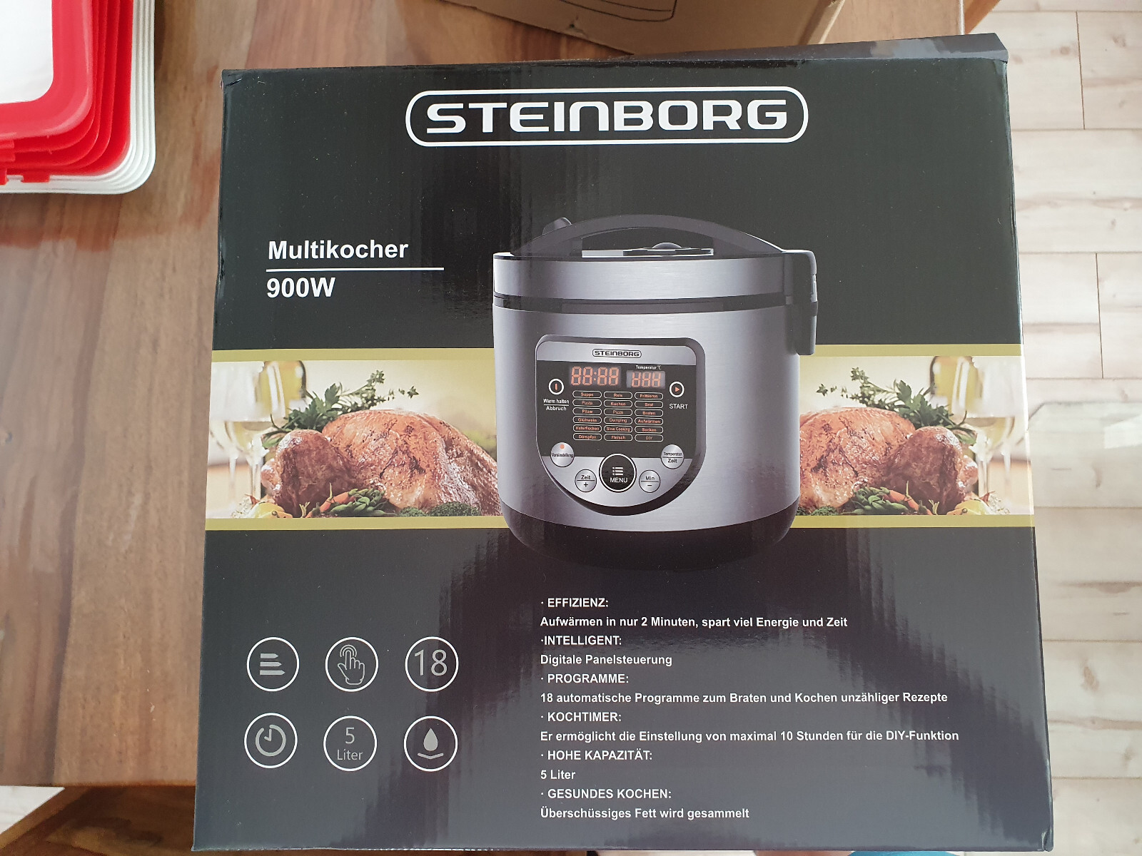 Multikocher Reiskocher 900 W Dampfgarer Reis Kochtopf Edelstahl Schnellkochtopf