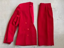 CHRISTIAN DIOR The Suit Vtg Womens Red Skirt Suit Set Size 10 see measurements 