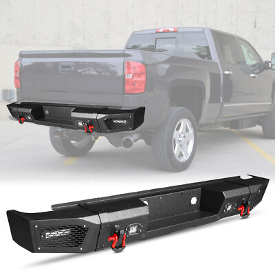 Rear Bumper w/ LED Lights & D-Ring For 2015-2019 Chevy Silverado 2500/3500/GMC