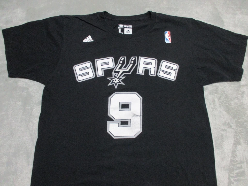 Винтажная мужская футболка SPURS для взрослых БОЛЬШАЯ черная San Antonio ADIDAS 9 Tony Parker Y2K - Изображение 3 из 4