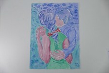 Wilhelm Klußmann Aquarell 1994 sig. Umarmung 65x48cm N-1280