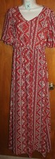 FLAMINGO Ladies' Small MAXI DRESS (sheer red; lined; short-sleeves) perfect