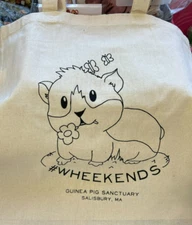 Guinea Pig Sanctuary Merch Wheekends Tote Bag Tan Printed Shopping Flower Piggy