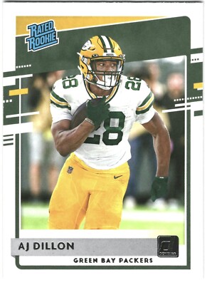 2020 Donruss Football AJ Dillon Rated Rookie Green Bag Packers #324