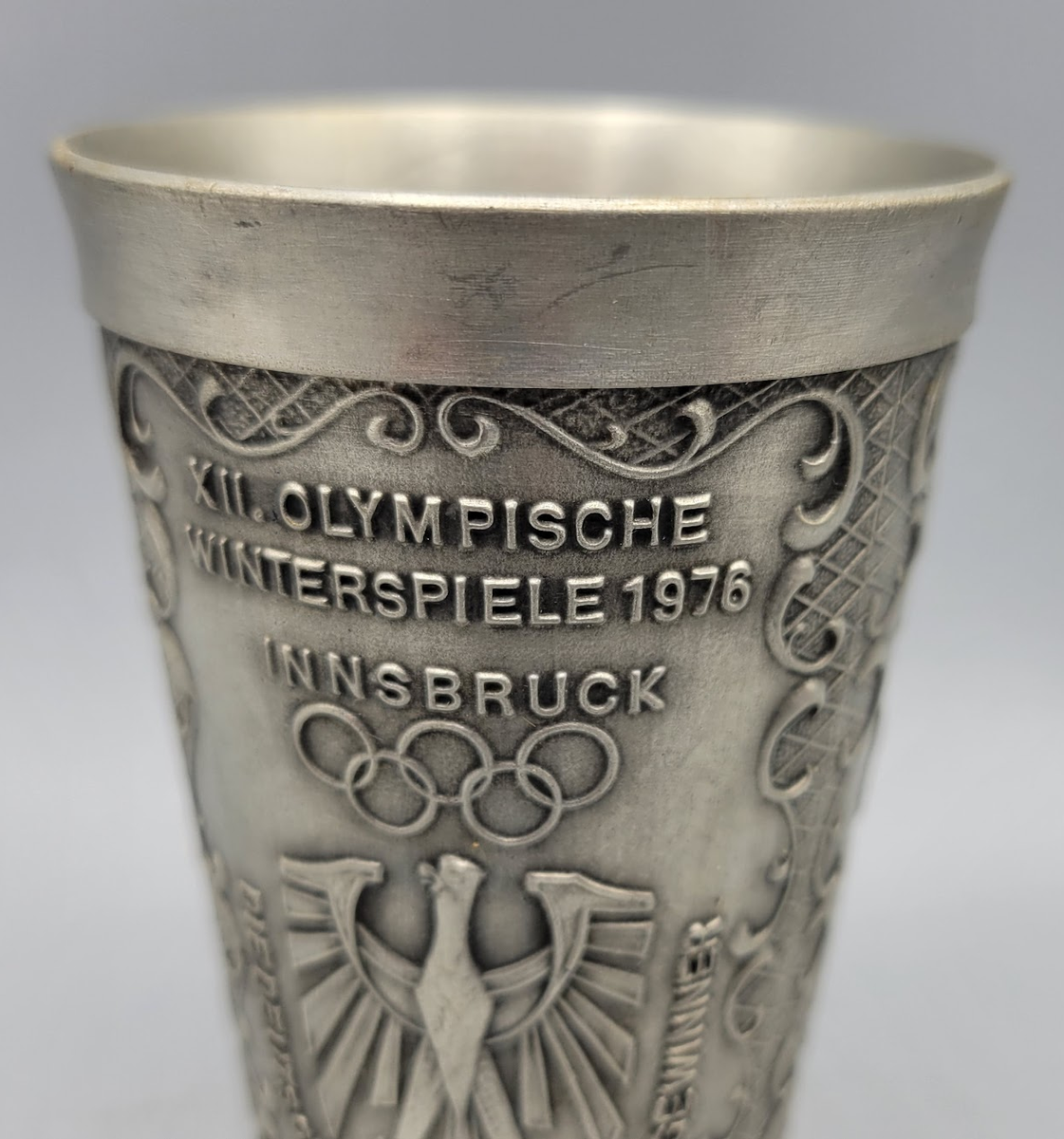 Vintage ZINN Becker Stuttgart Olympics German Pewter Wine Cup