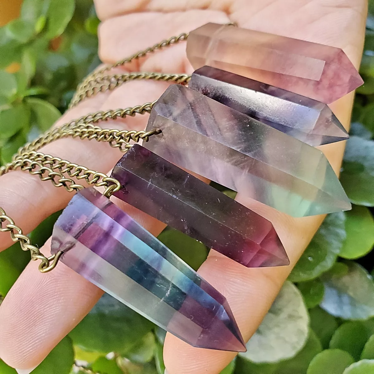 Rainbow fluorite pendant necklace deals