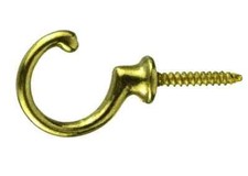 Schraubhaken gebogen  30 mm Messing 4 stück mit Nut Haken Wandhaken Raffhaken